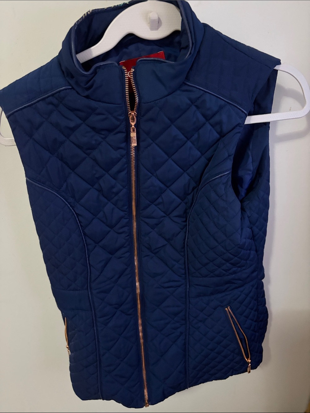 Guess Navy Quilted Vest with Rose Gold Zipper